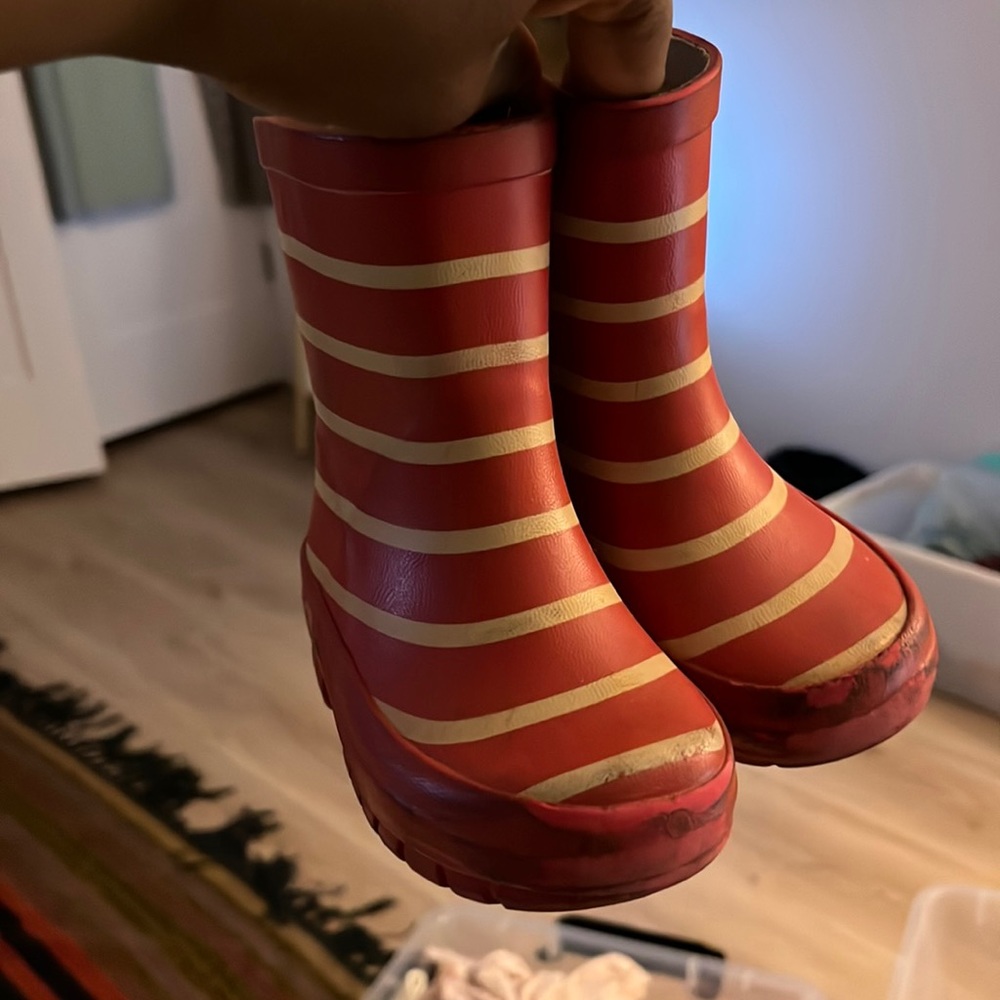 Polarn O Pyret Red and White Toddler Rain boots